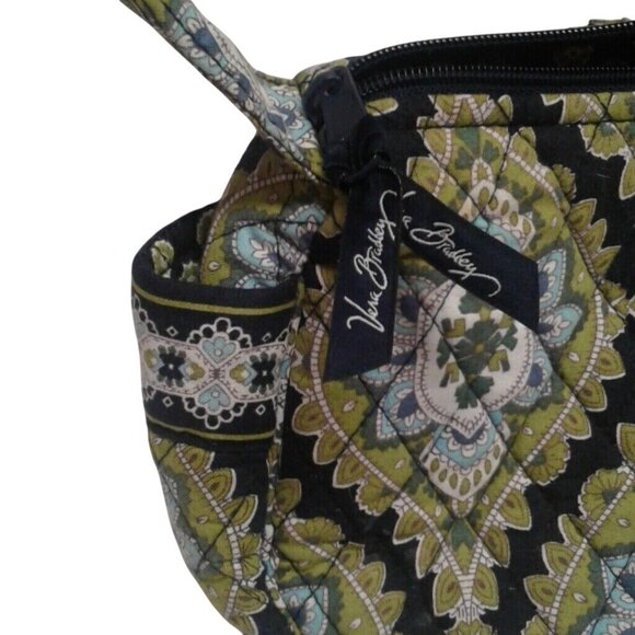 Vera Bradley Shoulder Bag Quilted Cotton Womens Handbag Green Black Boho Pattern - Picture 2 of 8